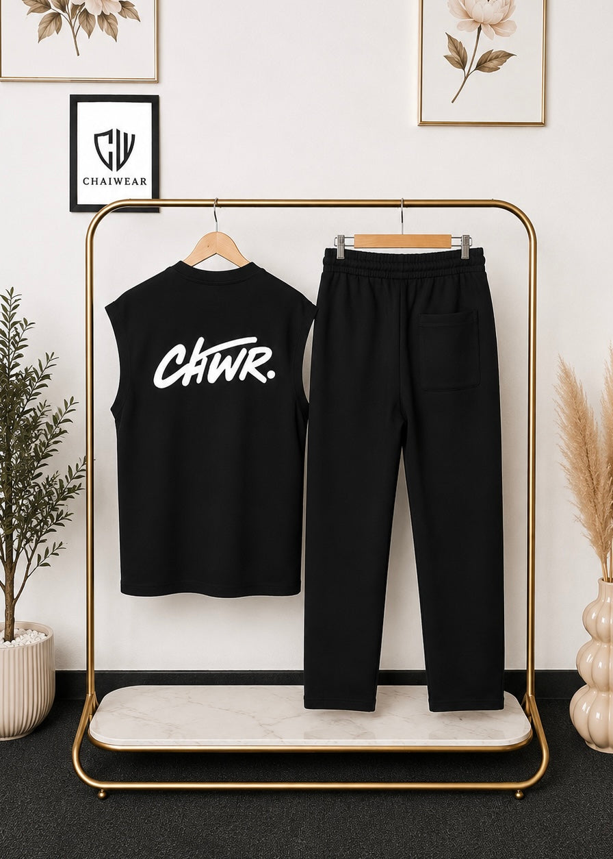 Pantalon et Débardeur Oversize en coton lourd 320 GSM Motif CHWR