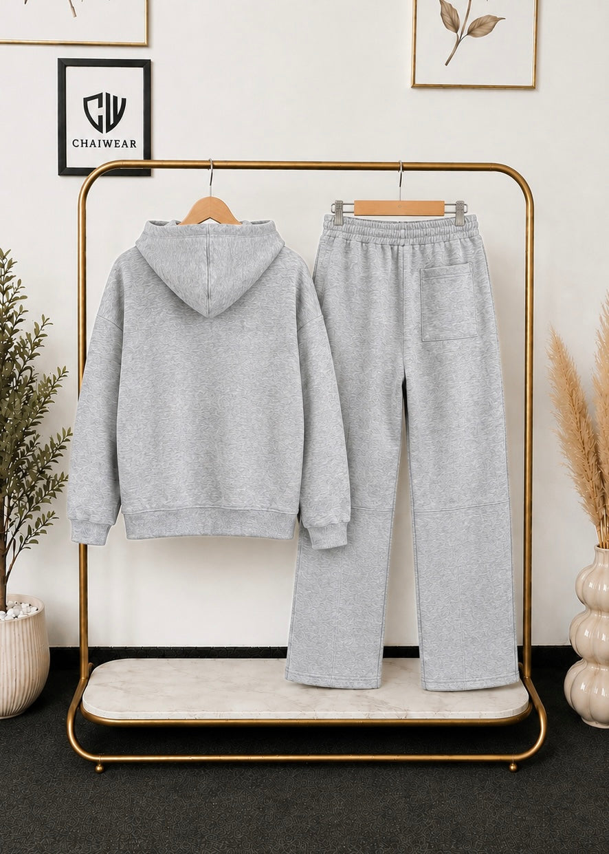 Pantalon baggy et Sweat à capuche oversize en coton lourd 320 GSM Motif CHWR