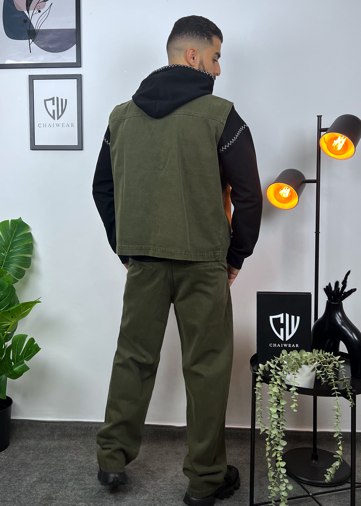 Pantalon et Gilet en Jeans oversize en coton lourd 12 Oz