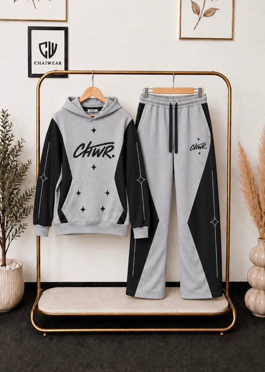 Pantalon baggy et Sweat à capuche oversize en coton lourd 320 GSM Motif CHWR Découpe