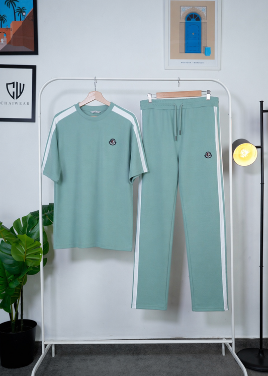 Pantalon et T-shirt Oversize en coton lourd 320 GSM Bande et motif Silicone