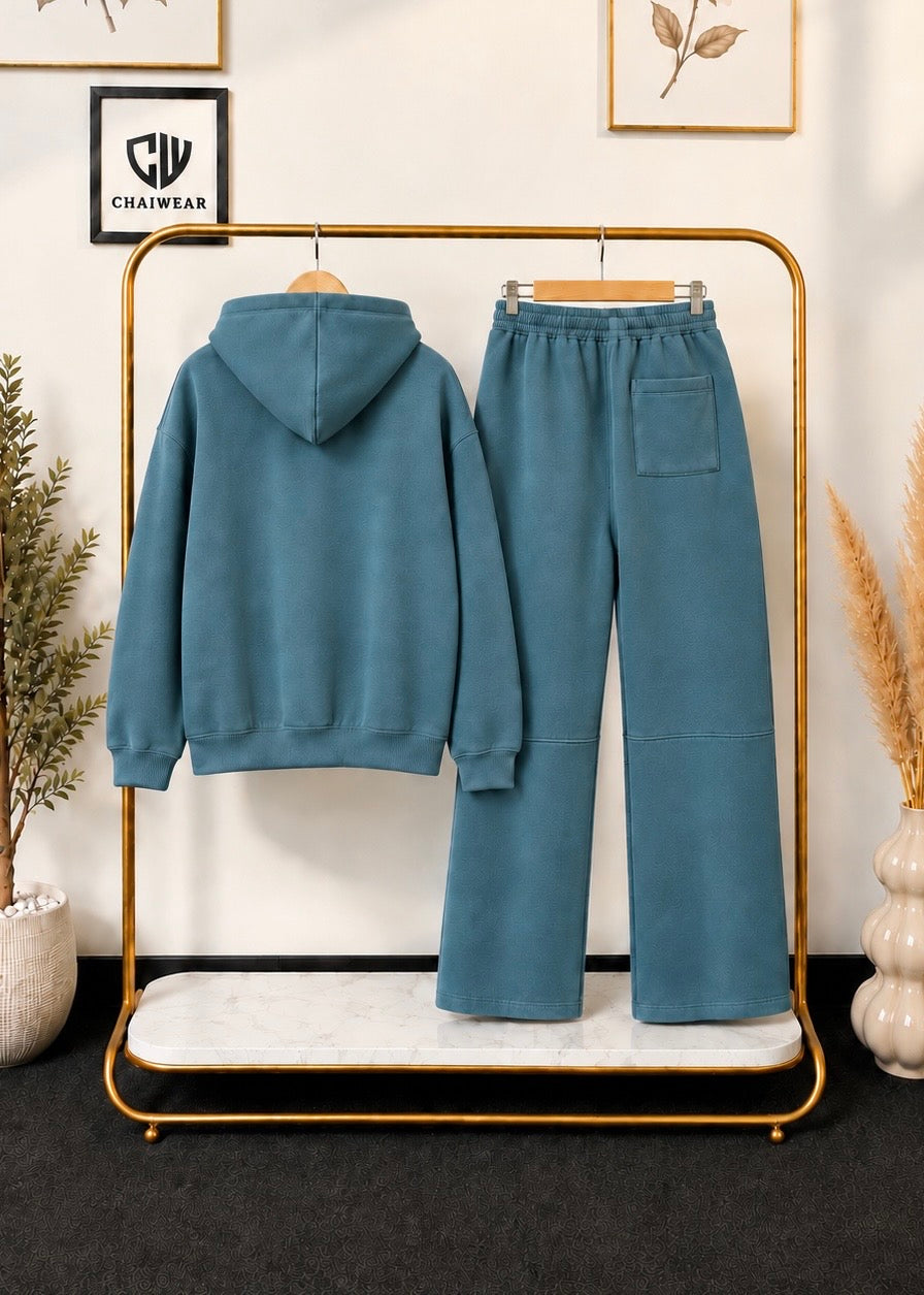 Pantalon baggy et Sweat à capuche oversize en coton lourd 320 GSM Motif CHWR STAR