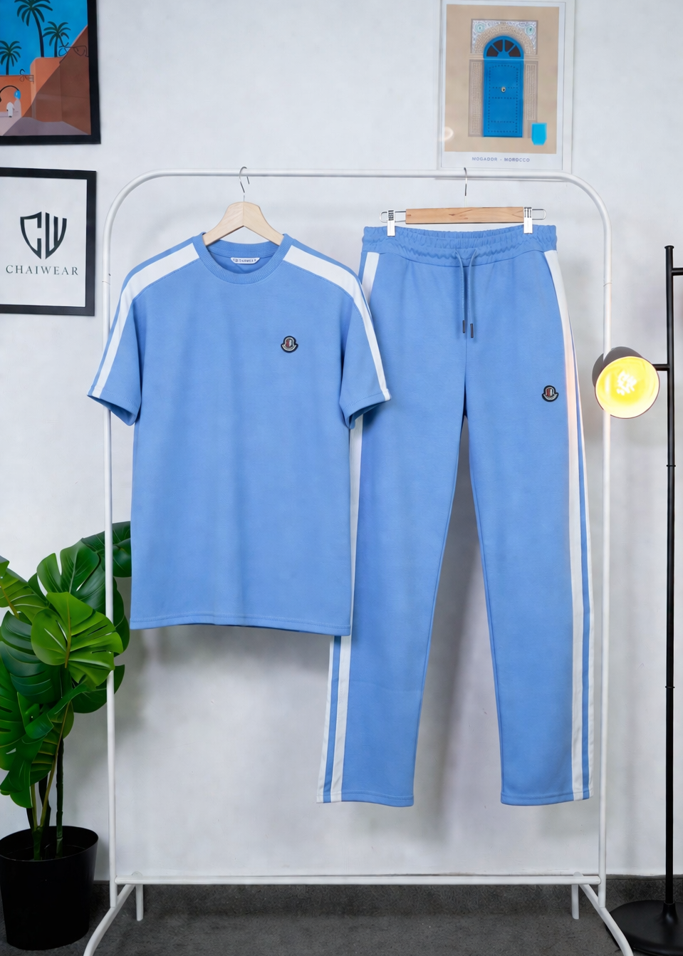Pantalon et T-shirt Oversize en coton lourd 320 GSM Bande et motif Silicone