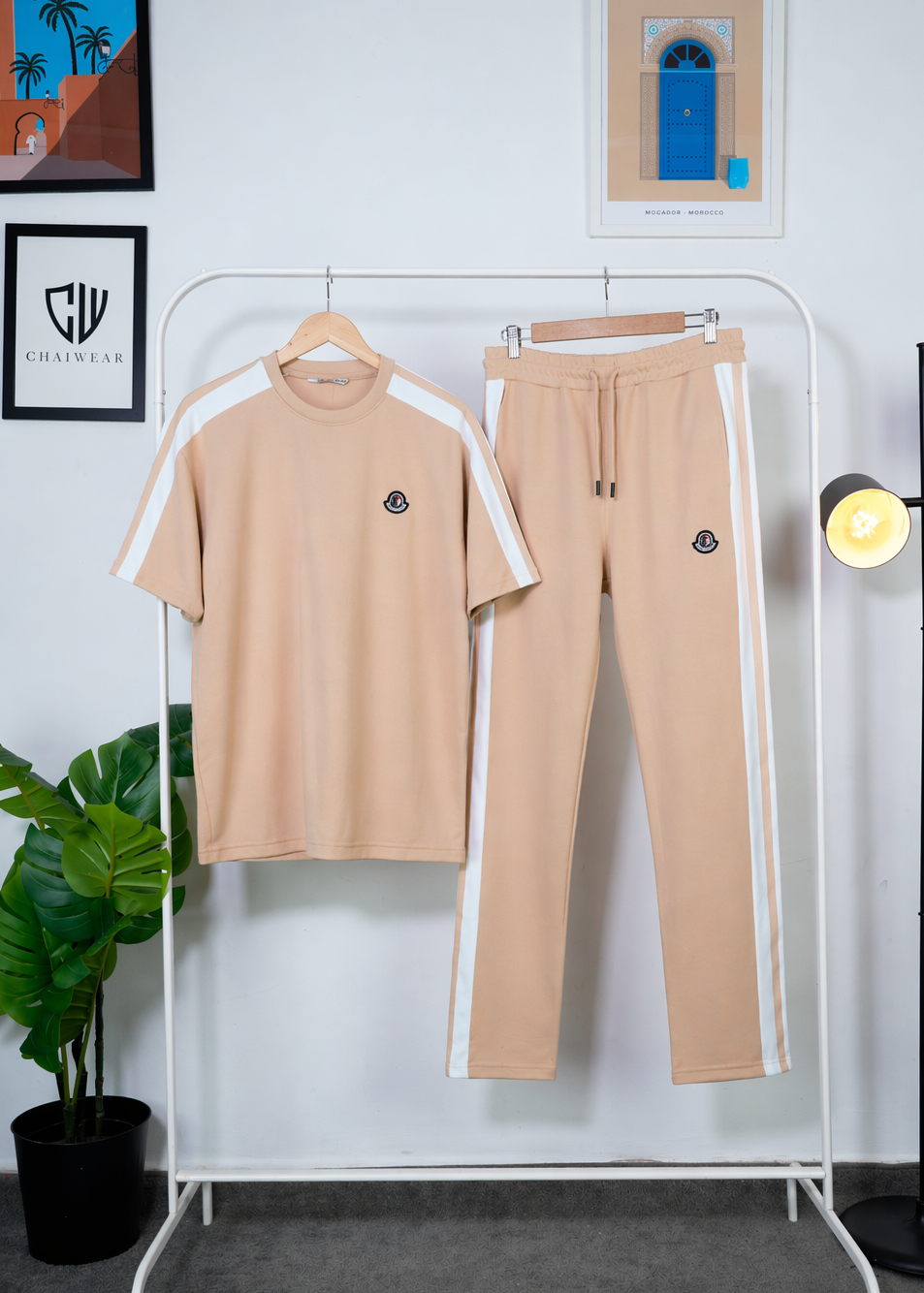 Pantalon et T-shirt Oversize en coton lourd 320 GSM Bande et motif Silicone
