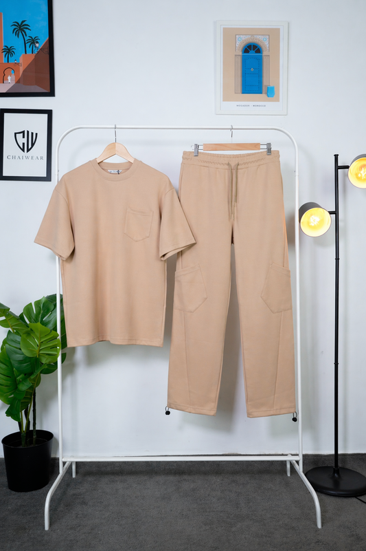 Pantalon et T-shirt Oversize en coton lourd 320 GSM Poche plaqué