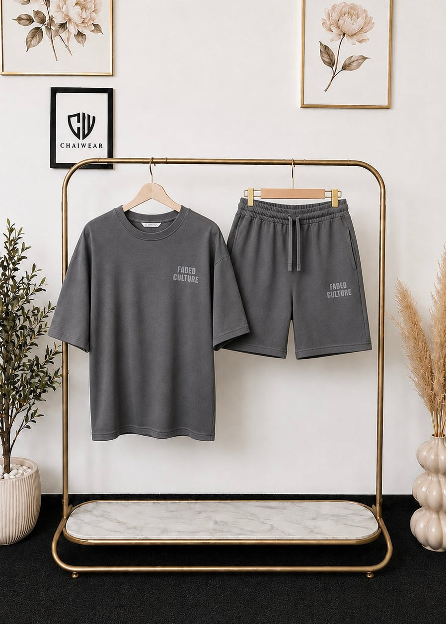 Short et T-shirt Faded Culture en coton lourd 320 GSM