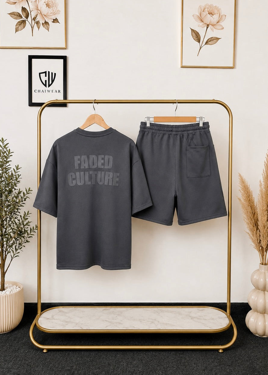 Short et T-shirt Faded Culture en coton lourd 320 GSM
