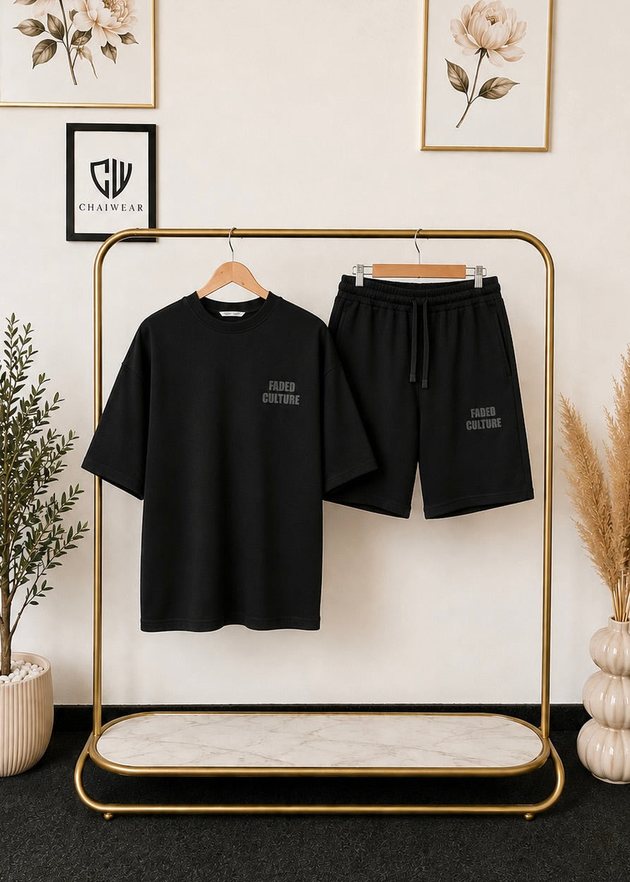 Short et T-shirt Faded Culture en coton lourd 320 GSM