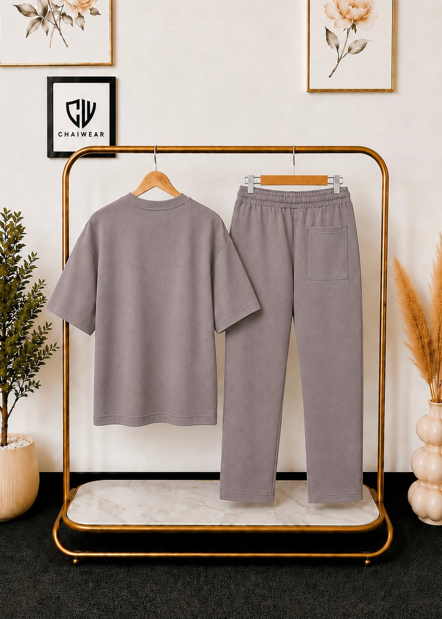 Pantalon et T-shirt Oversize en coton lourd 320 GSM Motif CHWR