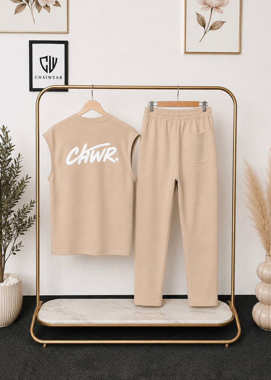 Pantalon et Débardeur Oversize en coton lourd 320 GSM Motif CHWR