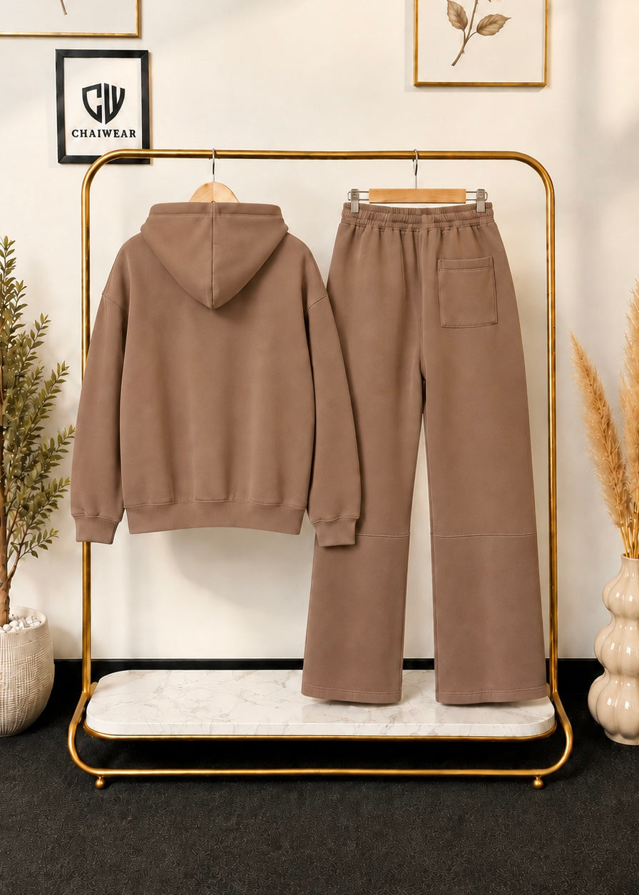 Pantalon baggy et Sweat à capuche oversize en coton lourd 320 GSM Motif CHWR STAR