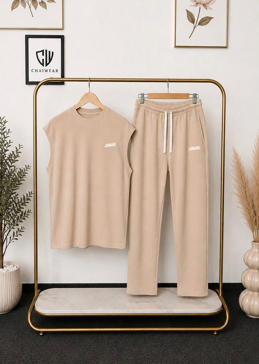 Pantalon et Débardeur Oversize en coton lourd 320 GSM Motif CHWR
