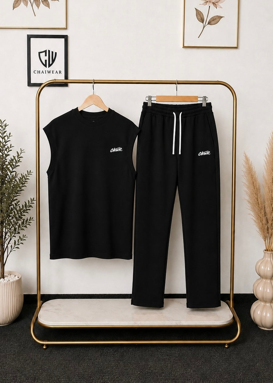 Pantalon et Débardeur Oversize en coton lourd 320 GSM Motif CHWR