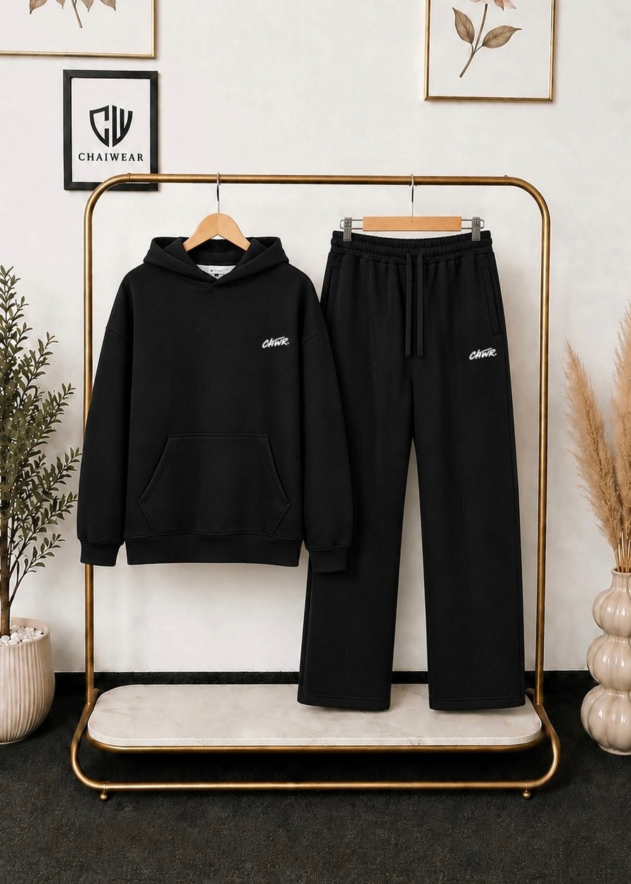 Pantalon baggy et Sweat à capuche oversize en coton lourd 320 GSM Motif CHWR