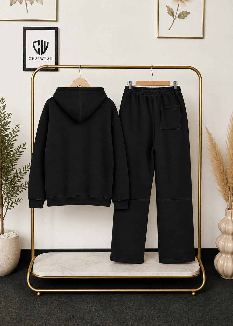 Pantalon baggy et Sweat à capuche oversize en coton lourd 320 GSM Motif CHWR