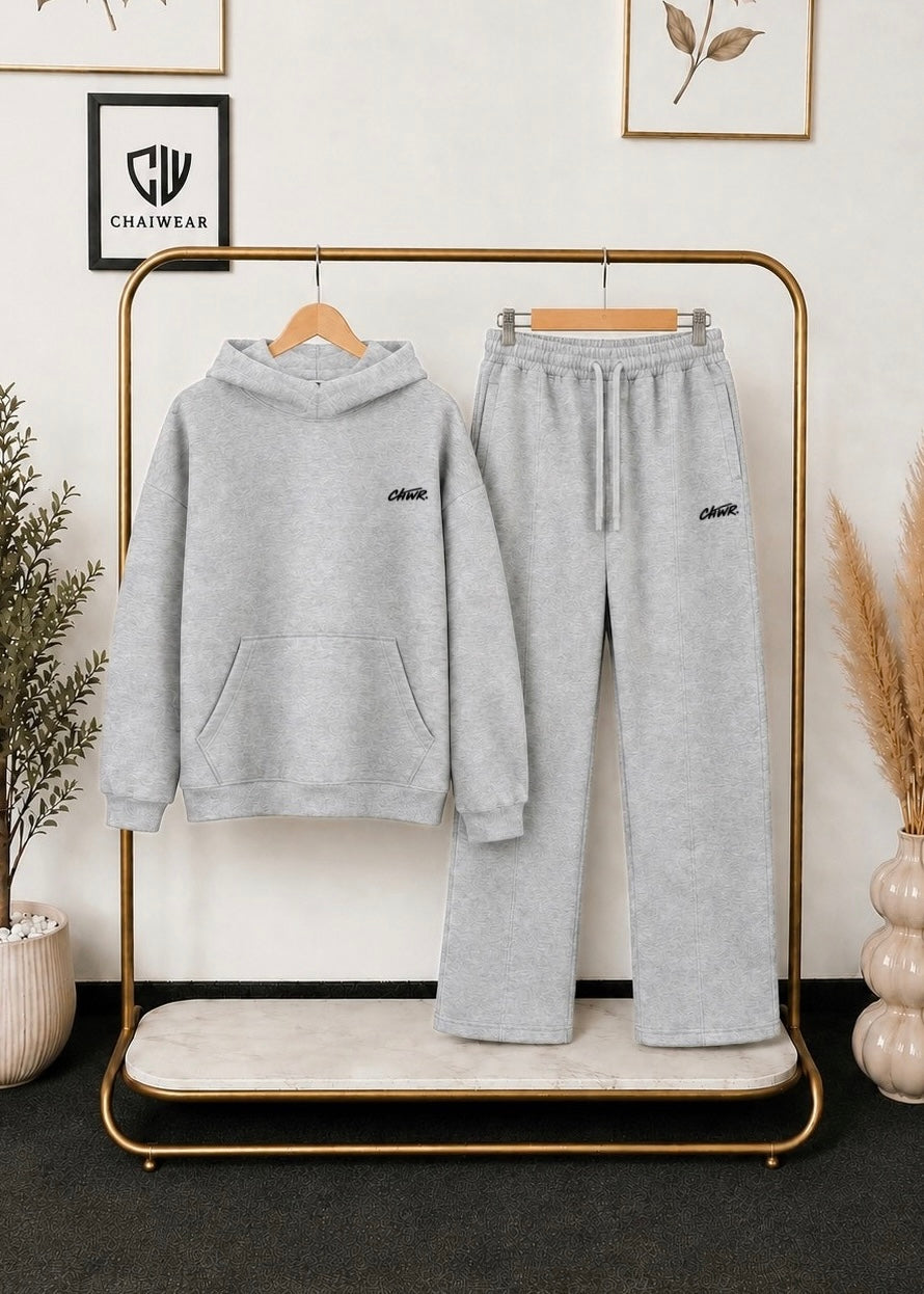 Pantalon baggy et Sweat à capuche oversize en coton lourd 320 GSM Motif CHWR