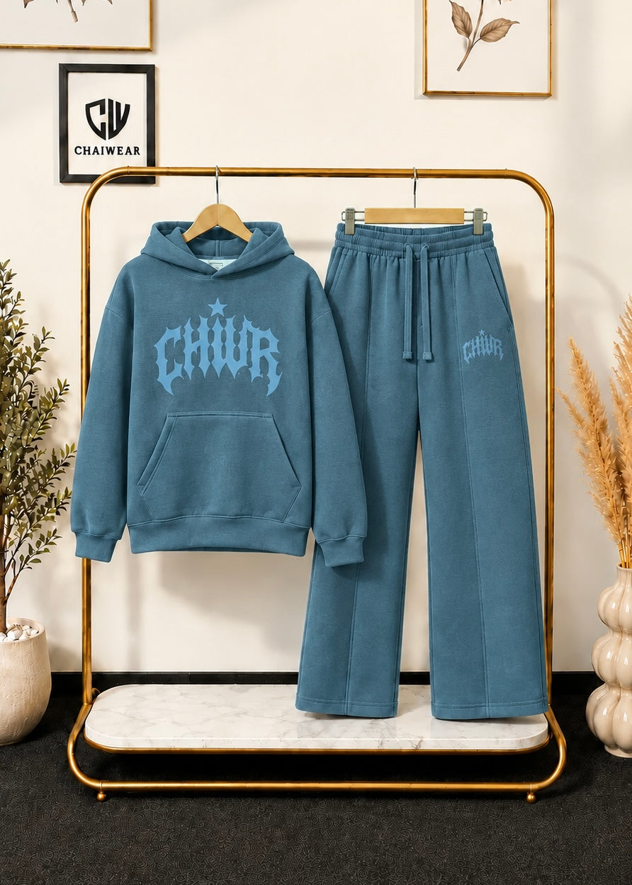 Pantalon baggy et Sweat à capuche oversize en coton lourd 320 GSM Motif CHWR STAR