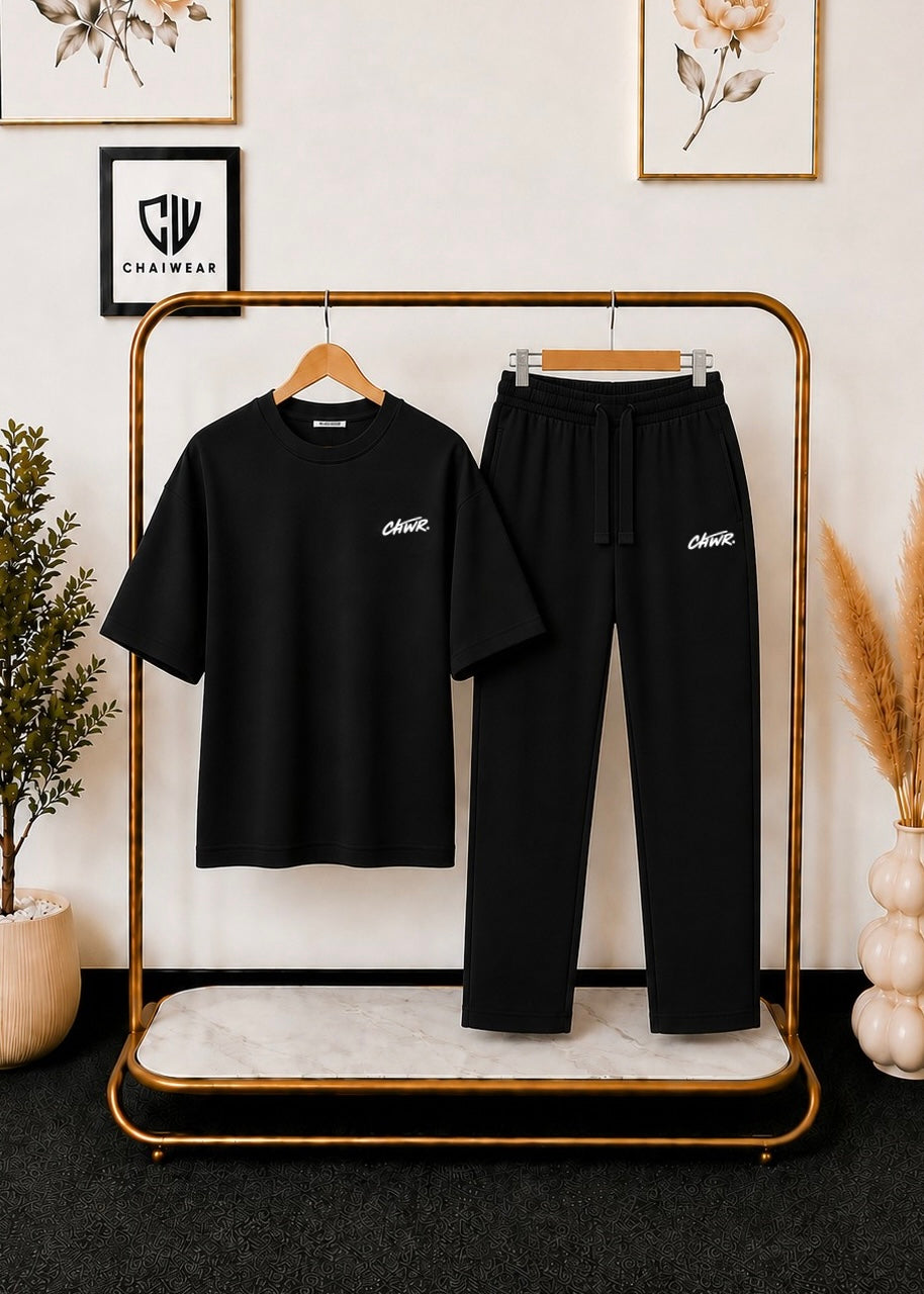Pantalon et T-shirt Oversize en coton lourd 320 GSM Motif CHWR