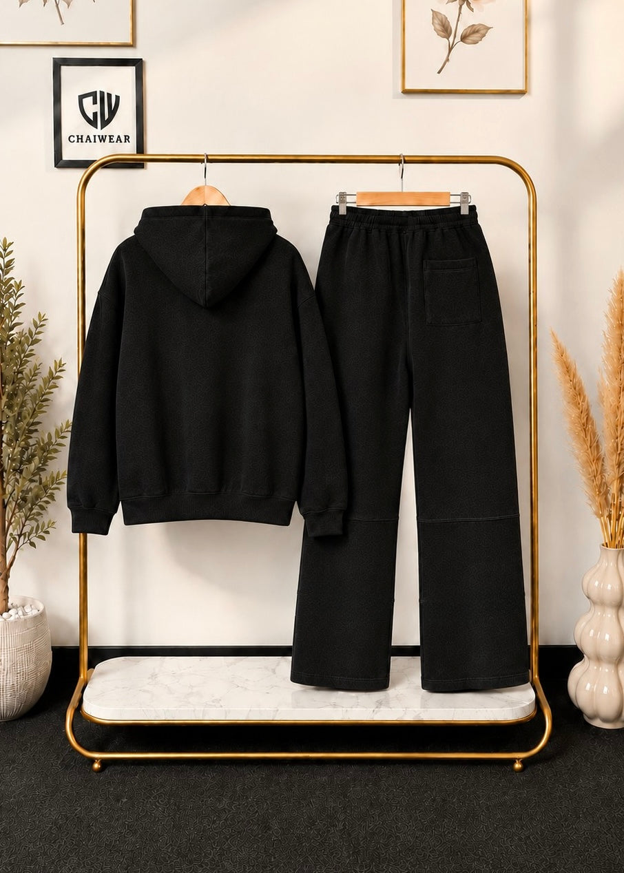 Pantalon baggy et Sweat à capuche oversize en coton lourd 320 GSM Motif CHWR STAR