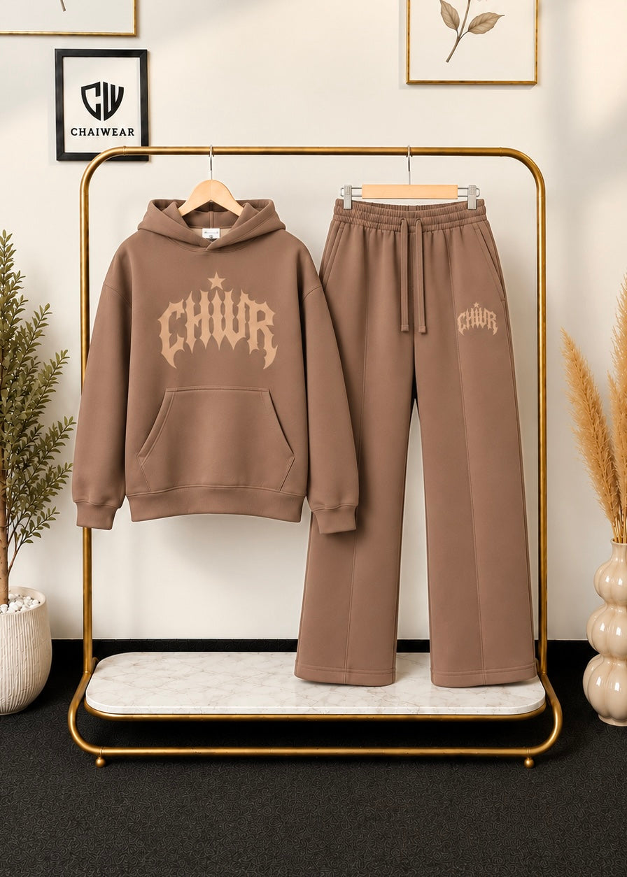 Pantalon baggy et Sweat à capuche oversize en coton lourd 320 GSM Motif CHWR STAR