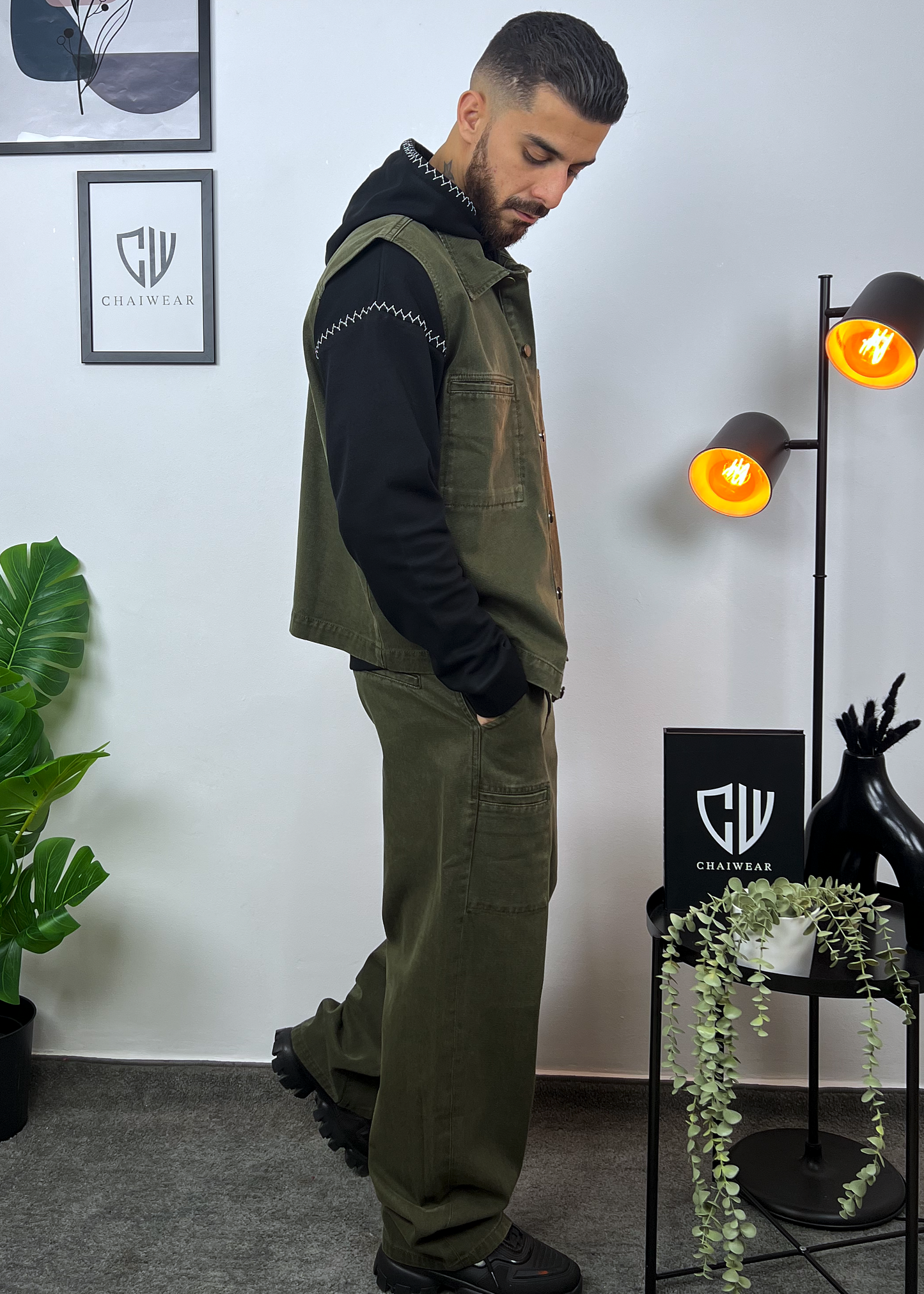 Pantalon et Gilet en Jeans oversize en coton lourd 12 Oz