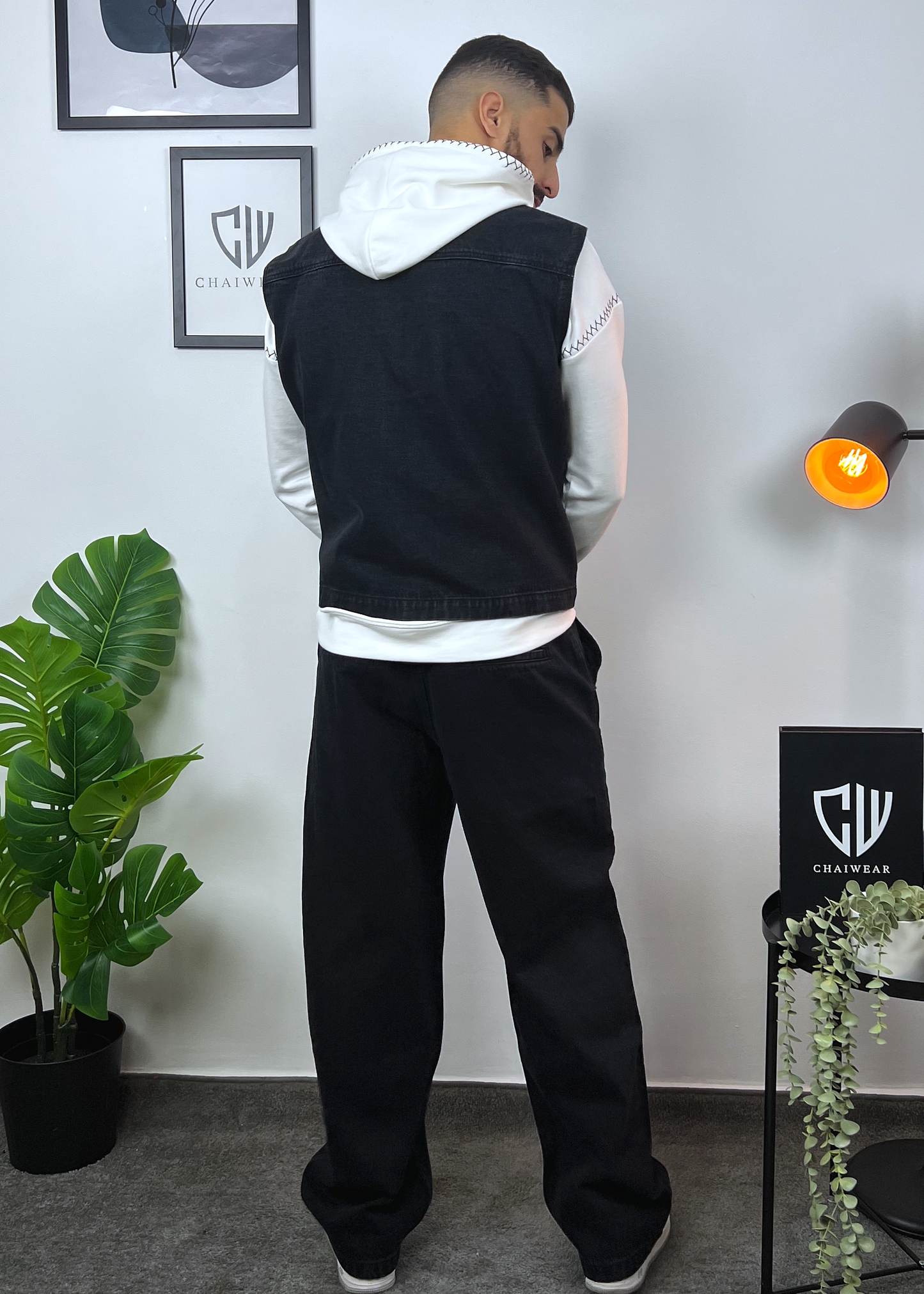 Pantalon et Gilet en Jeans oversize en coton lourd 12 Oz