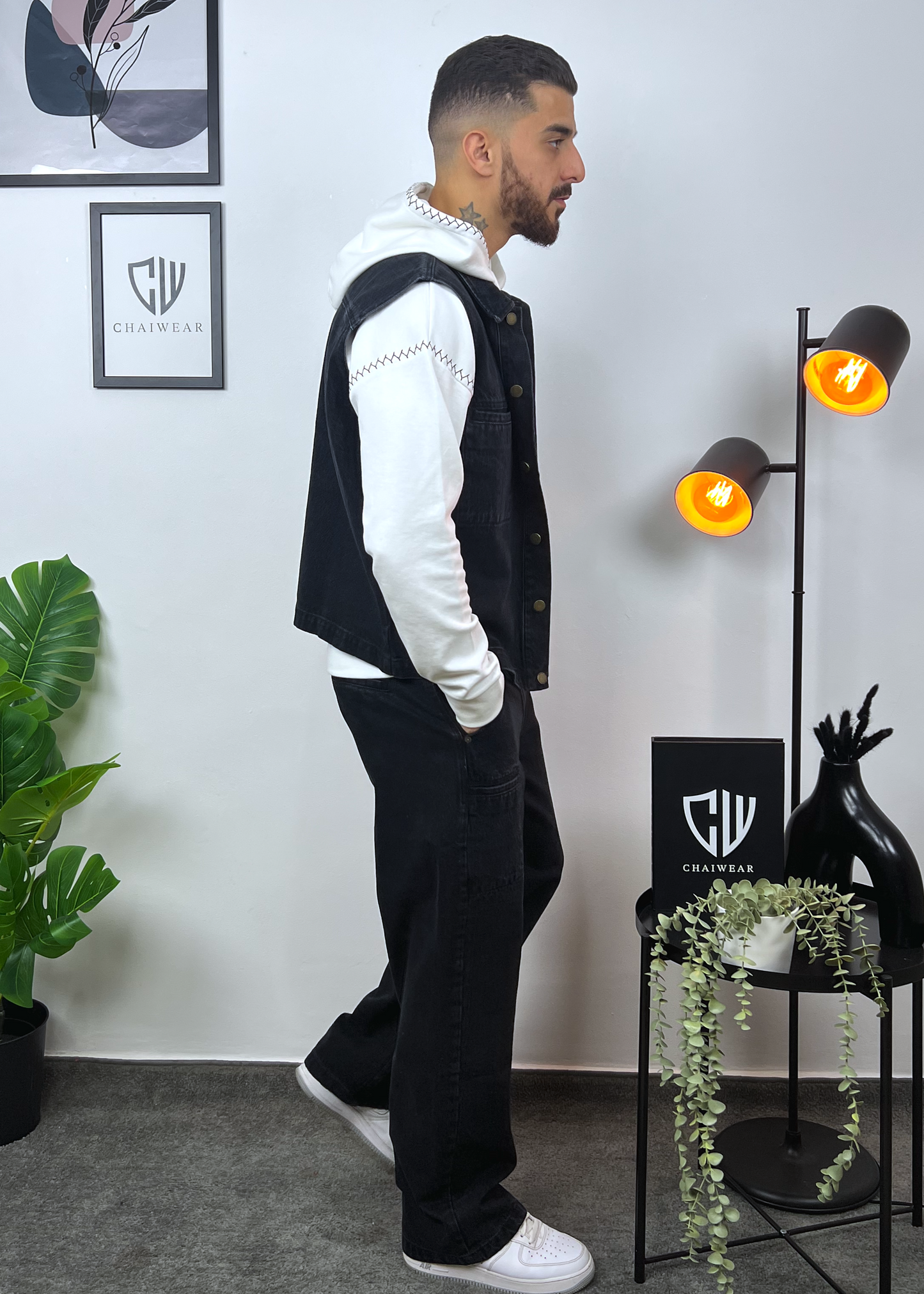 Pantalon et Gilet en Jeans oversize en coton lourd 12 Oz