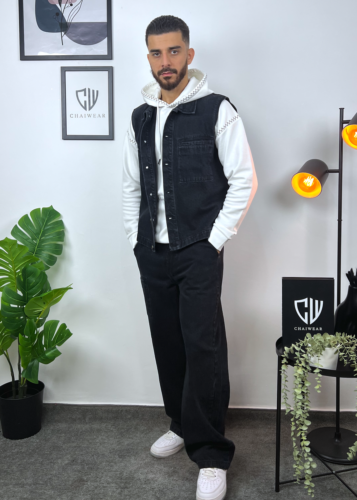 Pantalon et Gilet en Jeans oversize en coton lourd 12 Oz