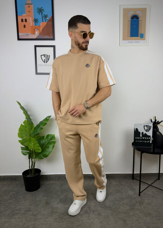 Pantalon et T-shirt Oversize en coton lourd 320 GSM Bande et motif Silicone